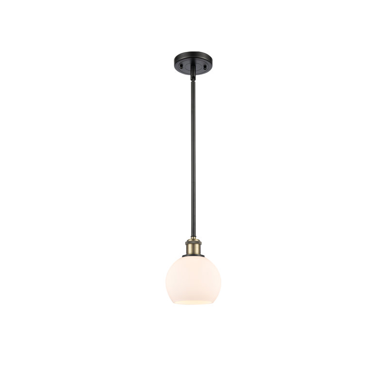 Luminaire suspendu sphère 1 lumière Cindi, Blanc, H 7,88 po x l 6 po x P 6 po, Laiton antique noir