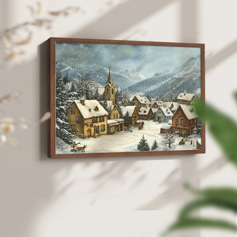 Chirstmas Art-CCLXXXIV -Framed Print - Restickable, H 8 po x l 10 po, Noyer