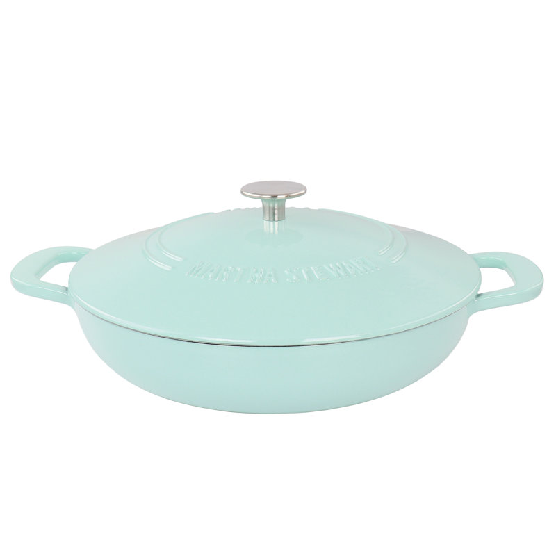 3.5 Quart Enameled Cast Iron Braiser in Blue with Self Basting Lid, Blue