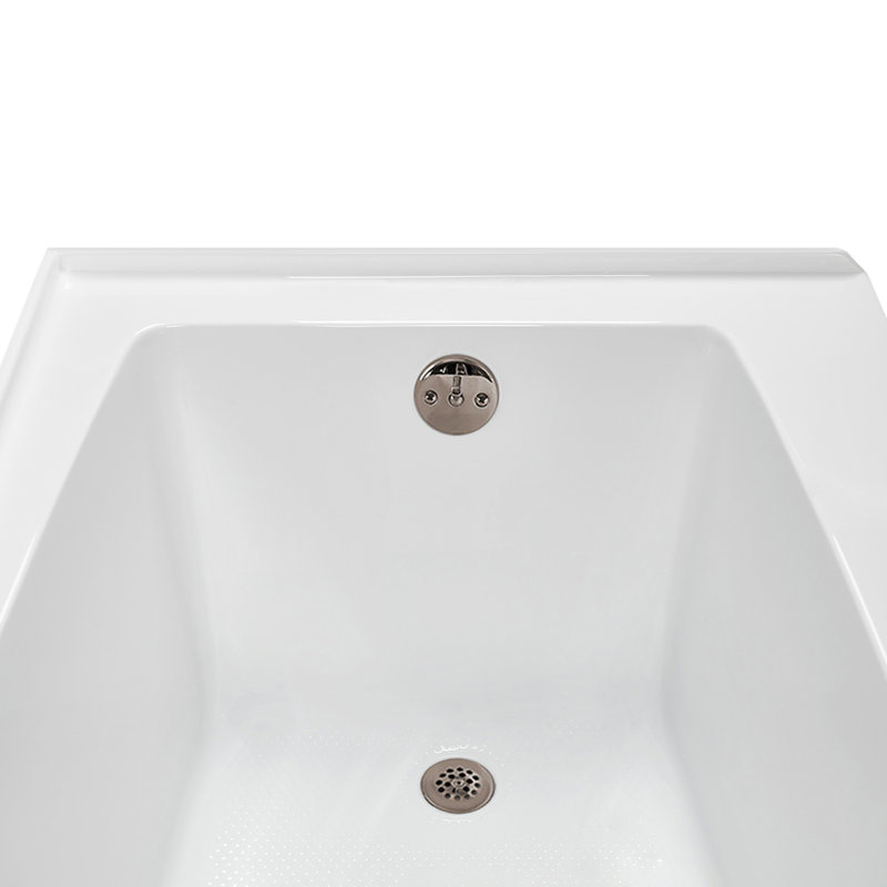 Baignoire en alcôve en acrylique blanc brillant avec drain extérieur 66 po x 32 po Streamline, Nickel brossé