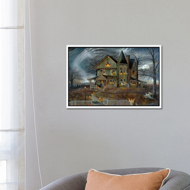 Haunted House by Ruane Manning - Print on Canvas, 66.04 cm H x 45.72 cm W, White Framed