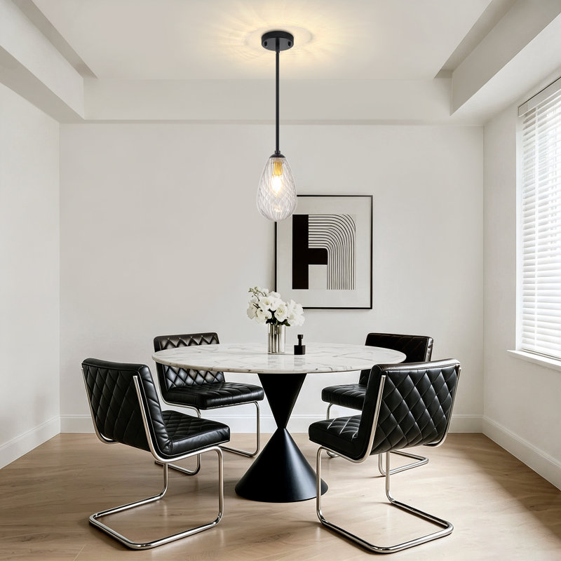 Luminaire suspendu moderne 1 lumière avec abat-jour en verre transparent pour îlot de cuisine, salle à manger, lavabo et entrée