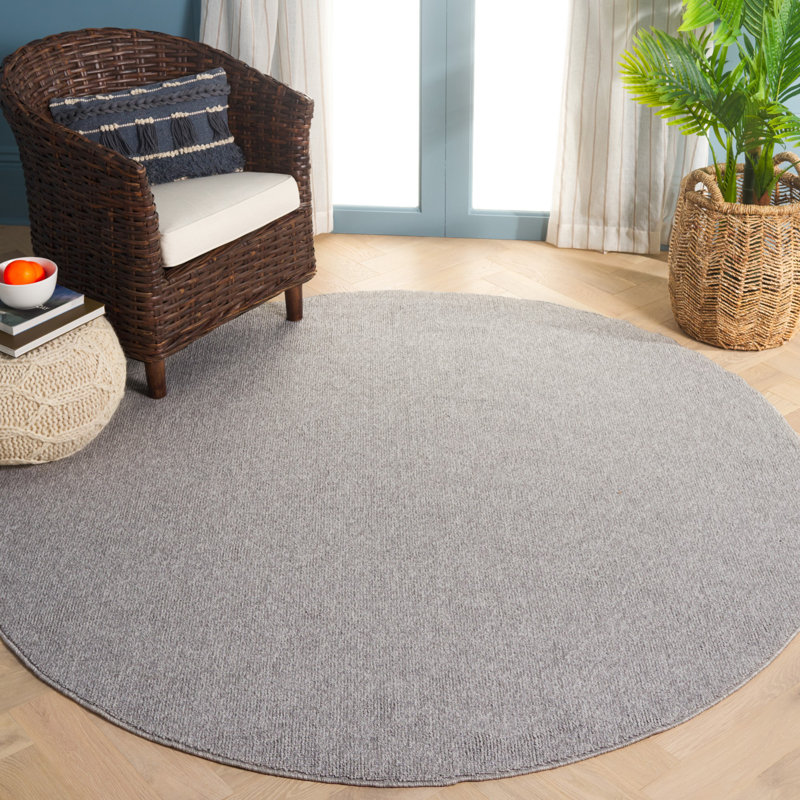 Lino River Performance Solid Color Rug, Round 6'7"