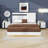 Modern High Gloss 3-Piece Bedroom Set Floating Bed Frame Queen Size Platform Bed With LED Light & 2 Nightstands