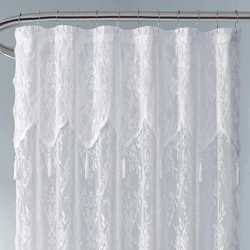 Rideau de douche en dentelle blanche Cherrilyn, Blanc, H 96 po x l 72 po