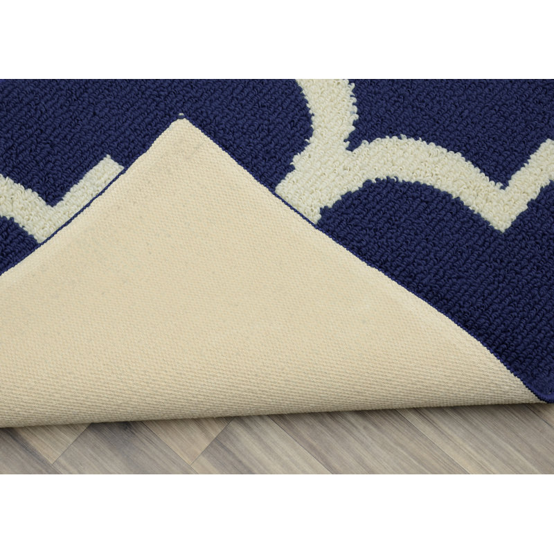 Tapis indigo / ivoire touffeté à motif abstrait Mbagaya, Rectangle 8 pi x 10 pi