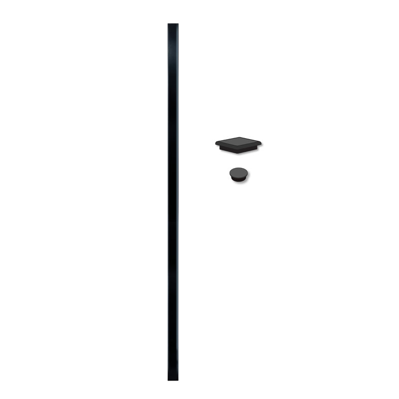 Black Metal 96" Privacy Fence Post System with Welded Base Plates