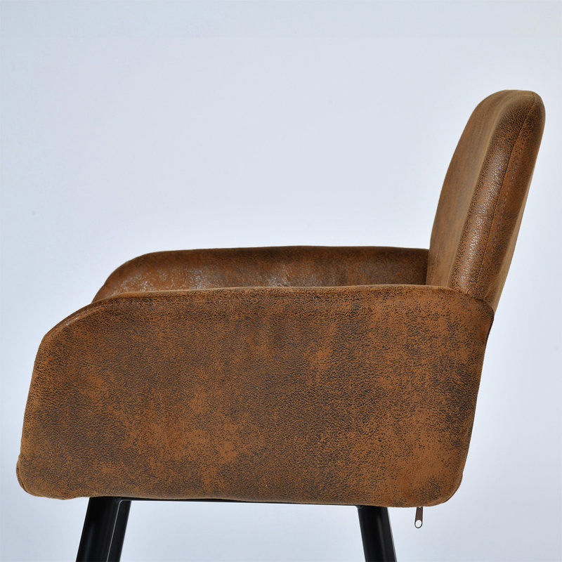 Ensemble de réception moderne 5 pièces avec table ronde noire et fauteuils rembourrés bruns