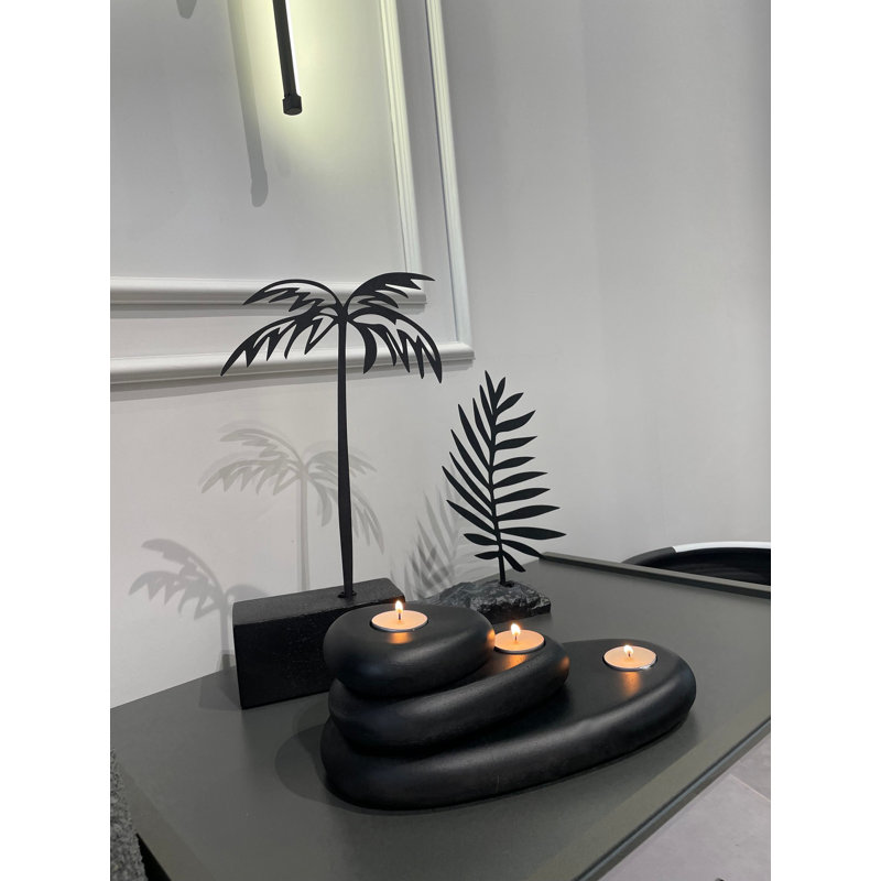 Cleland Premium Decorative Concrete Accessory, Black | 100% Polymer Concrete with Organic Paint | Stylish & Durable for Modern Home & Garden Decor