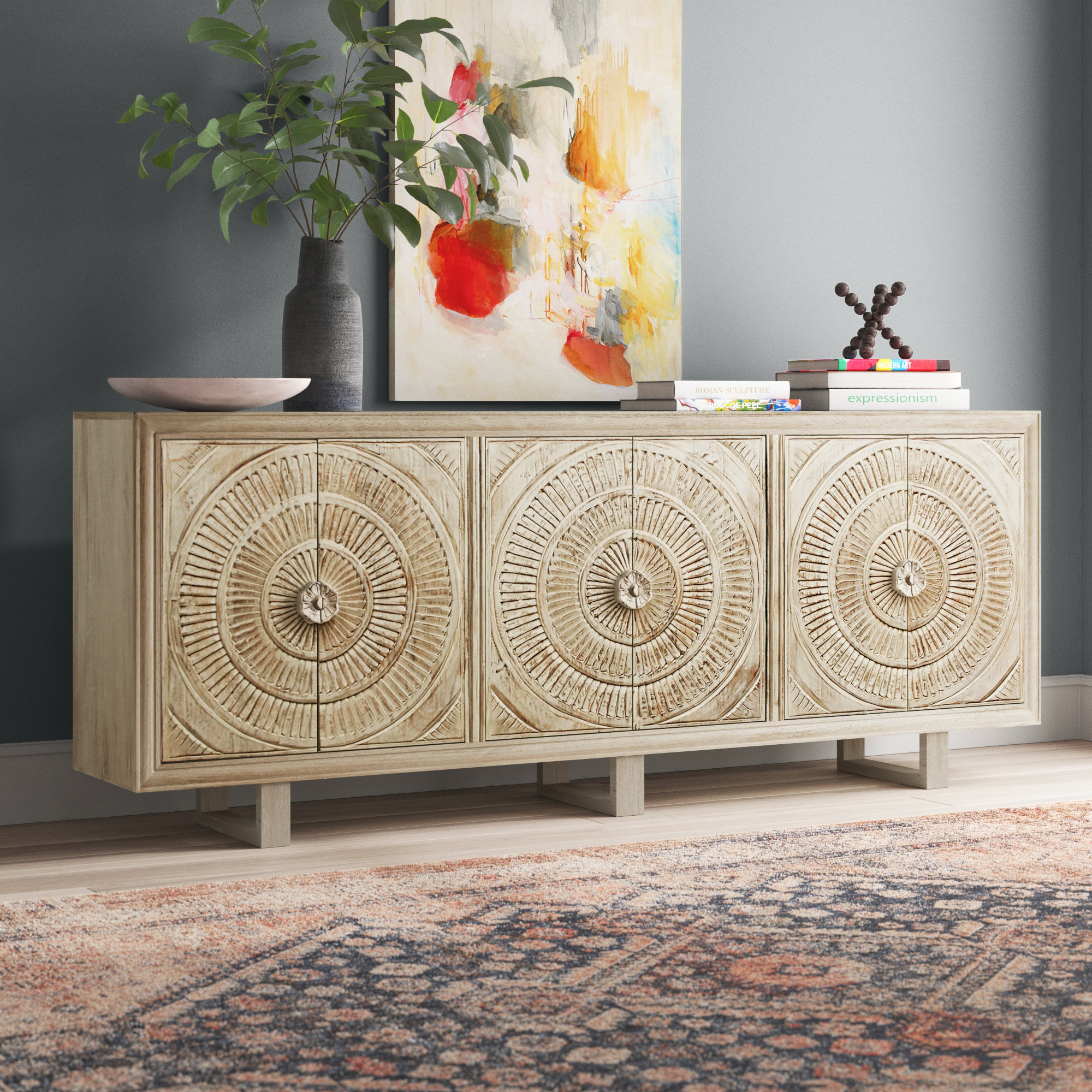 Langley Street® Grasser 95'' Wide Acacia Solid Wood Sideboard & Reviews ...