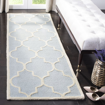 Cannen Geometric Hand-Tufted Wool Light Blue/Ivory Area Rug