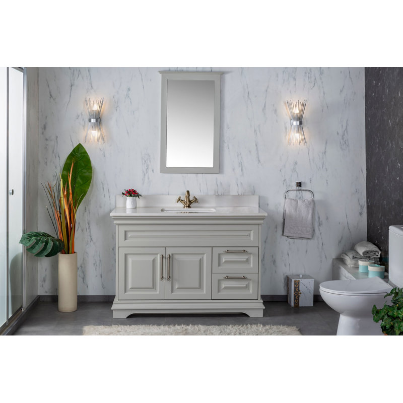 Meuble-lavabo simple Cierrah, gris