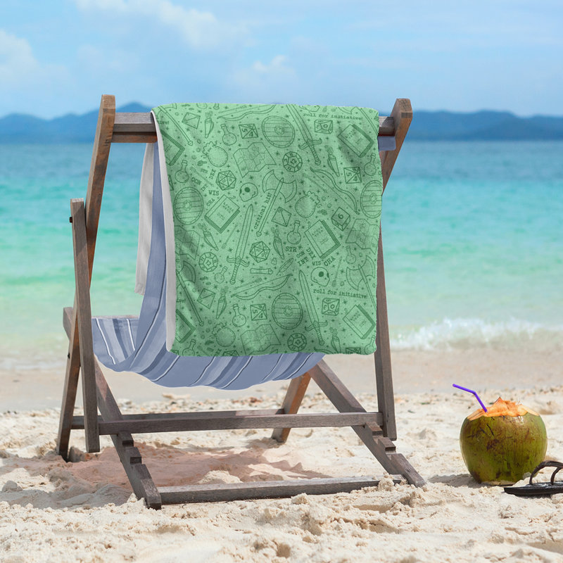 Katelyn Elizabeth Beach Towel, Green/White/Gray
