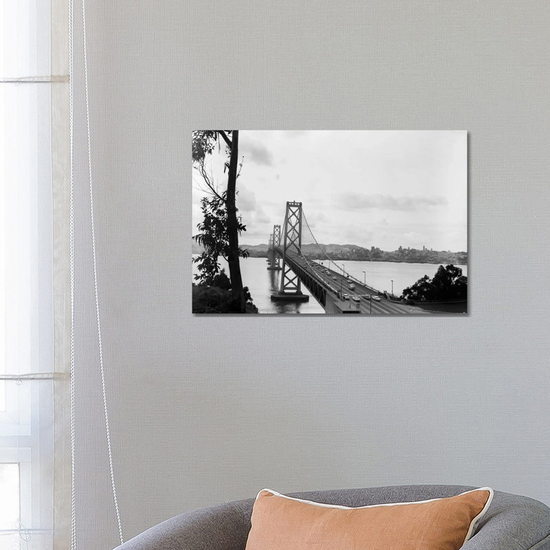 1950s Oakland Bay Bridge San Francisco California 1 Piece Wrapped Canvas Wall Art, 66.04 cm H x 45.72 cm W x 1.91 cm D