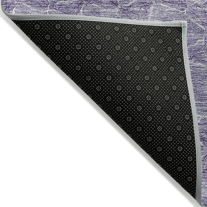 Tapis lavable à motif géométrique lavande et ivoire 5 pi x 8 pi