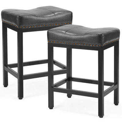 Michille Saddle Upholstered 24.21" Counter Stool by Winston Porter
