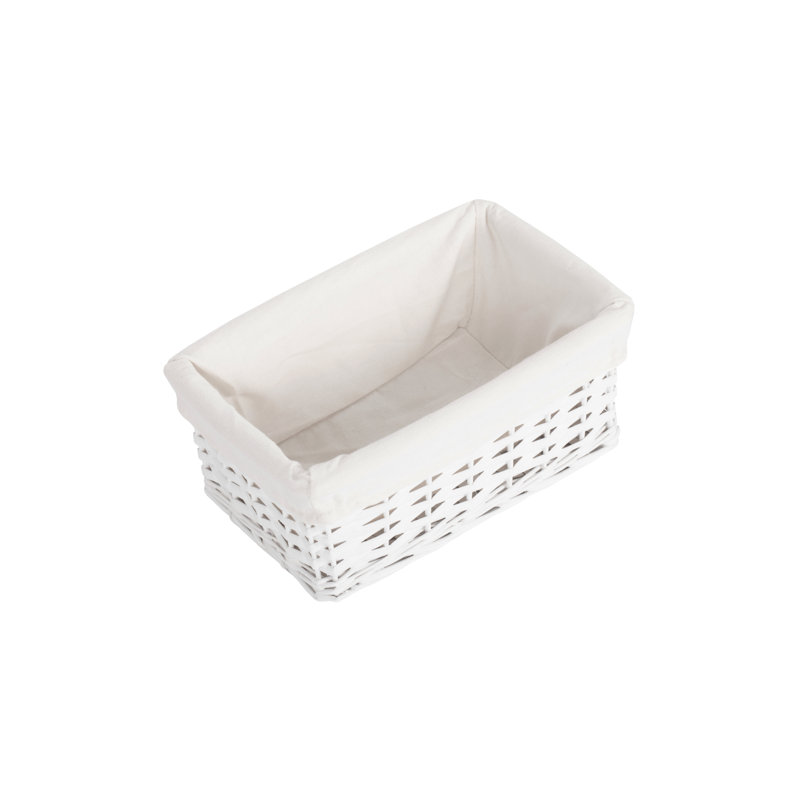 Wicker Decorative Basket, 14cm H x 30cm W x 18cm D, White