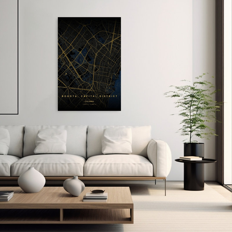 Impression sur toile Bogota Golden Grid, 60" H x 40" W