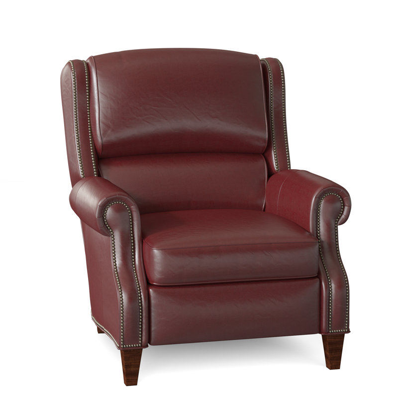 Huss Recliner, Cobblestone, Power, Corinthian Cherry Genuine Leather