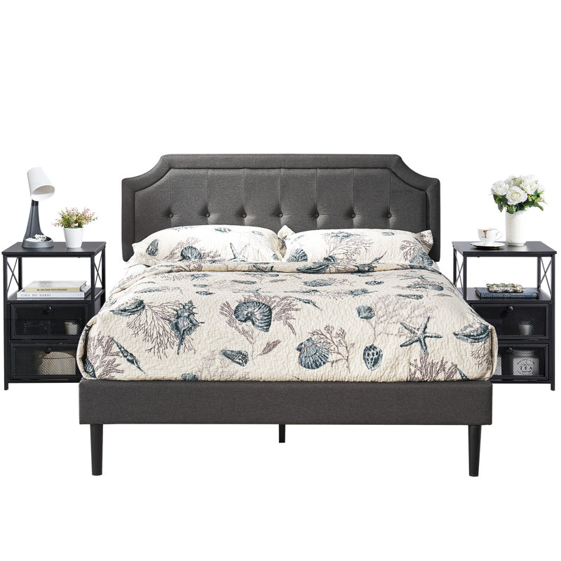 Kempst Steel Piece Bedroom Set, Full, Black
