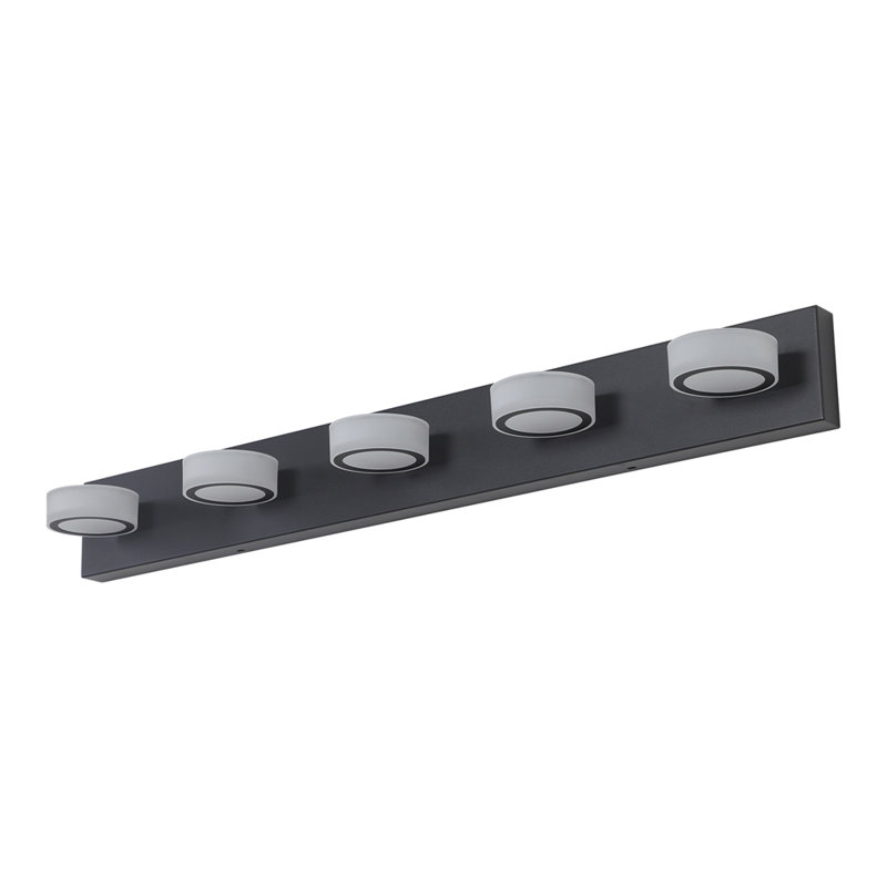 Luminaire de salle de bain 37 po à 5 lumières DEL moderne 37 po, noir élégant pour miroir, douche et décor de salle de bain