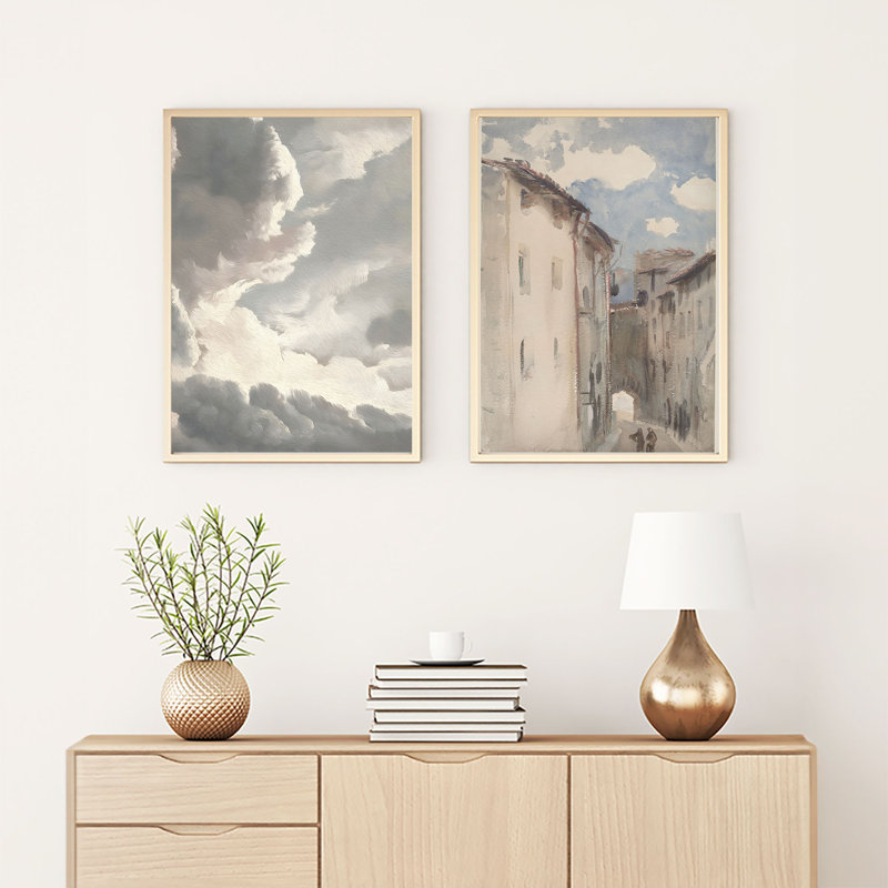 Élégantes peintures décoratives en panneau de fibres à densité moyenne (ensemble de 2), cadre en bois massif, 19,7 po x 27,6 po chacune | 100% panneau de fibres à densité moyenne avec une épaisseur de 0,1 po, cadre 100% en bois massif avec une épaisseur de 0,8 po | Parfait pour le salon et la chambre à coucher