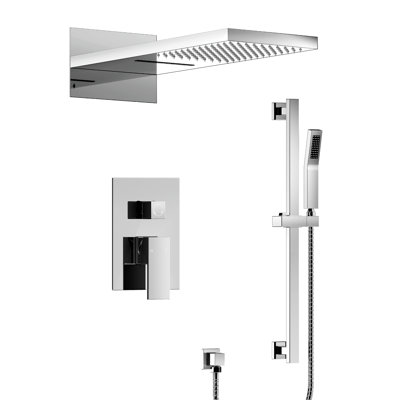 22" Waterfall & Rainfall Shower System with Adjustable Slide Bar Handheld Shower and Pressure-Balanced Valve
