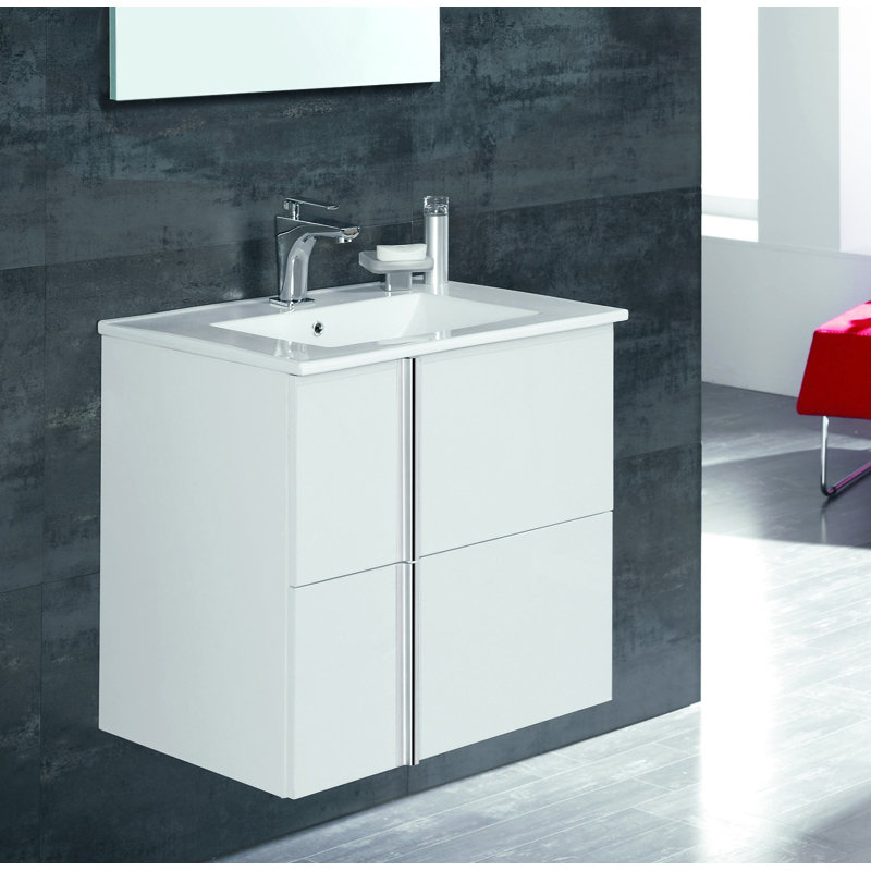 Ensemble de meuble-lavabo simple mural 24 "Miguel, Blanc, Chrome