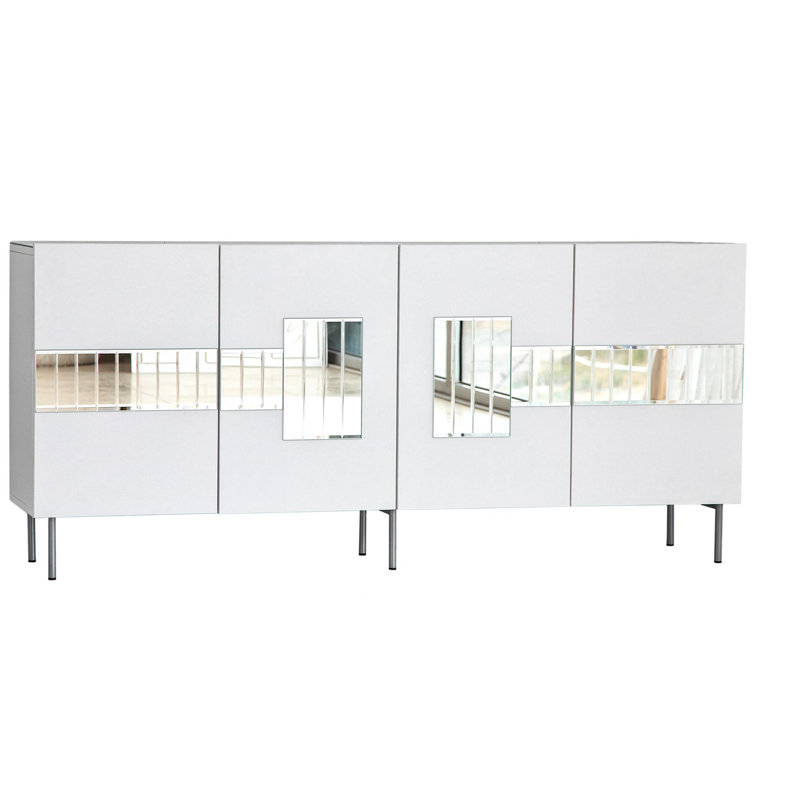 70.87'' Console Table, White/Silver