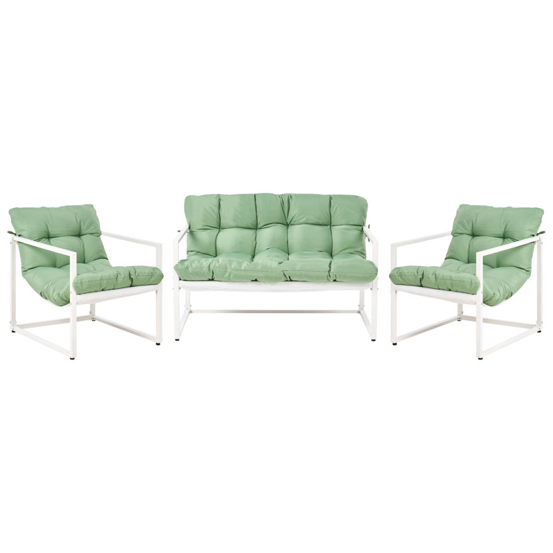 Garden Lounge Set with Table 4 Seater GARDA Metal Green, Green