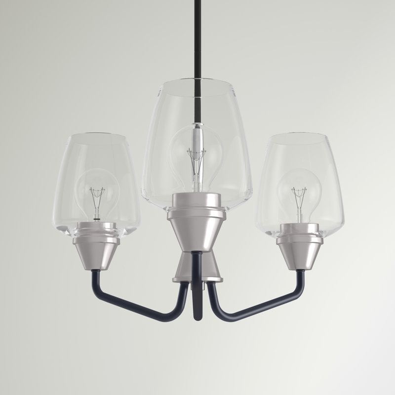 Roseta 3 - Light Dimmable Classic / Traditional Chandelier, Black/Satin Nickel