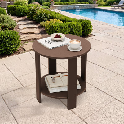 Table d'appoint de terrasse extérieure en PEHD à 2 niveaux l 18 po Breeze