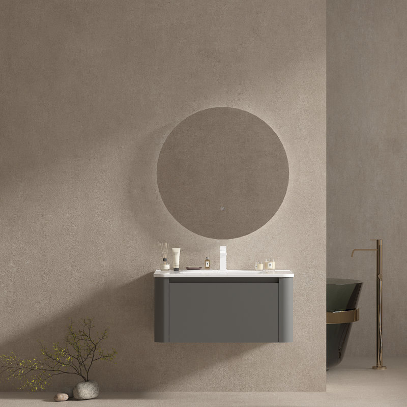 Meuble-lavabo mural flottant avec comptoir en céramique, 24"