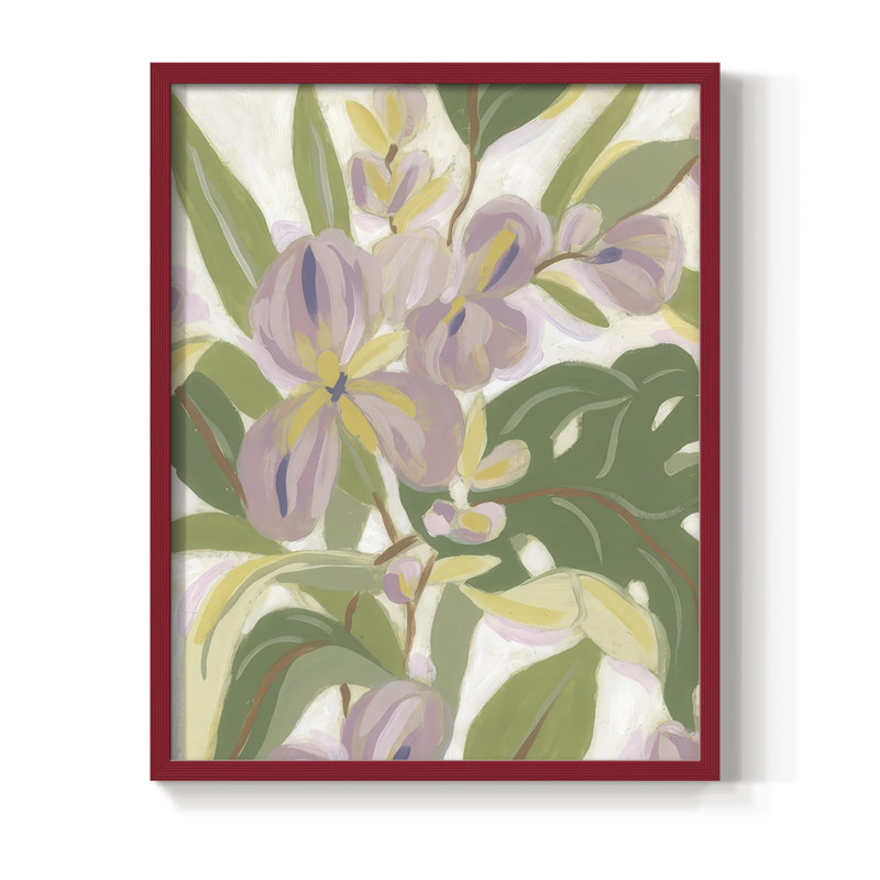 "Orchidée tropicale brossée II", H 11 po x l 9 po, Rouge