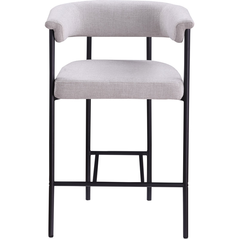 Tabouret de comptoir Malin, Tissu gris texturé en lin
