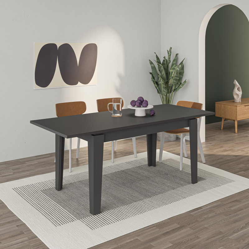 Tolmen Rectangular Extendable Dining Table - 120 to 170 cm, 75cm H x 190cm L x 80cm D, Anthracite