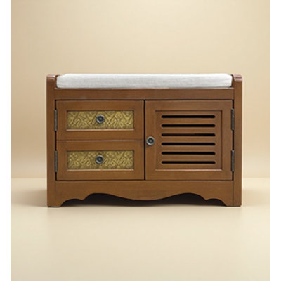 Vintage Upholstered Shoe Storage Bench