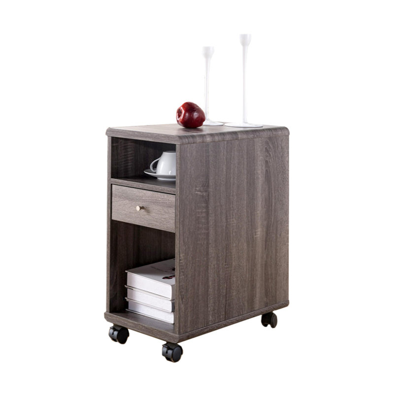 Table de bout spacieuse avec rangement Wallach, Gris
