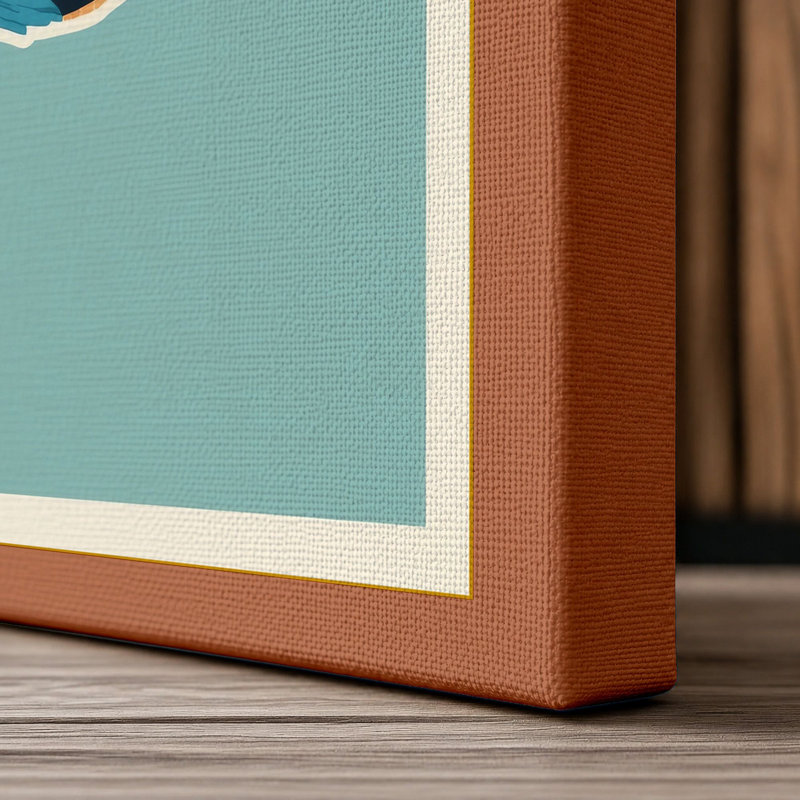 Striped Tropical Fish Mid-Century 1 Piece Wrapped Canvas Wall Art, 24x16 - 61.0 x 40.6 cm, Terracotta Border