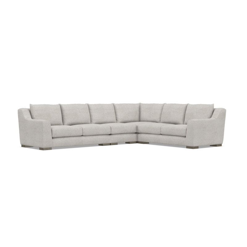 Sectional, Light Gray Polyester, 35" H x  140" W x 110" D, Right Hand Facing