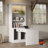 Solid Wood Writing Desk Bookcase Desk Combo with Drawer, Adjustable Shelf & LED Light