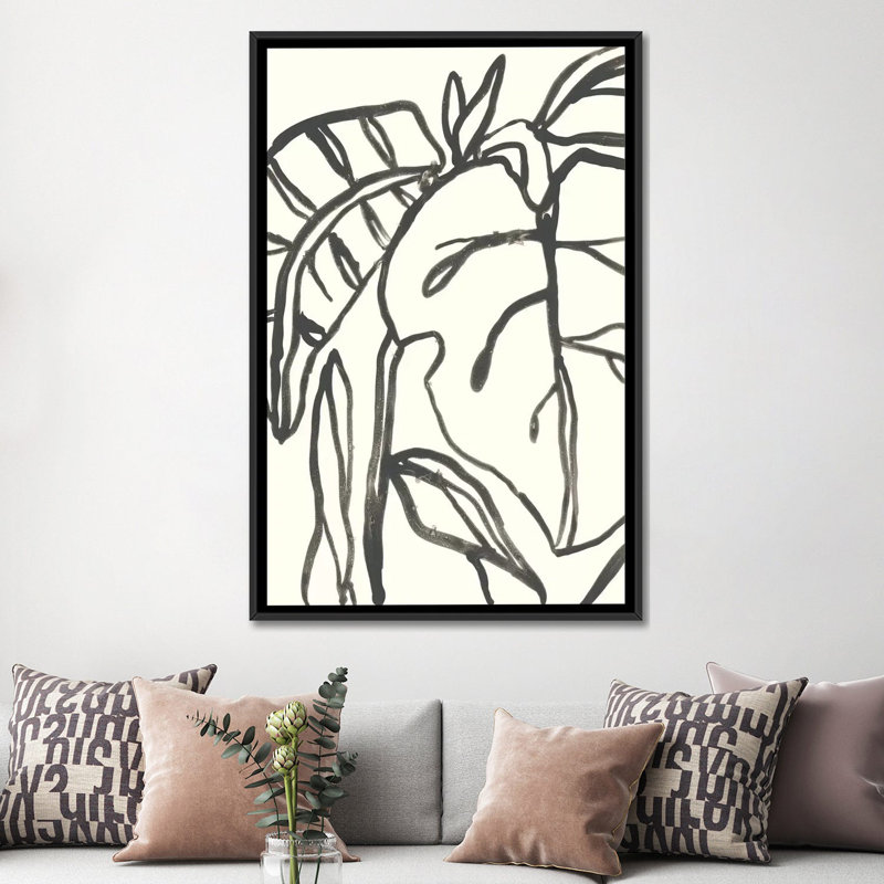 « tropical contour i », impression sur toile, H 26 po x l 18 po x P 1,5 po, Toile avec cadre noir, Pas de tapis
