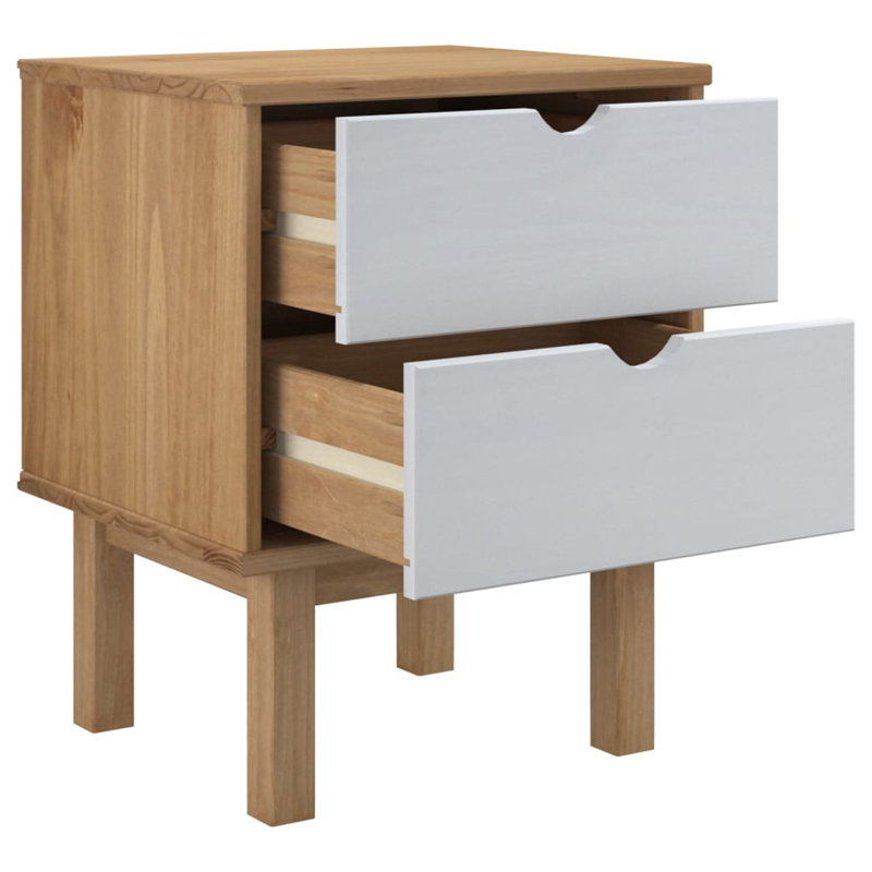 15.4'' W Solid Wood Nightstand, Natural/White