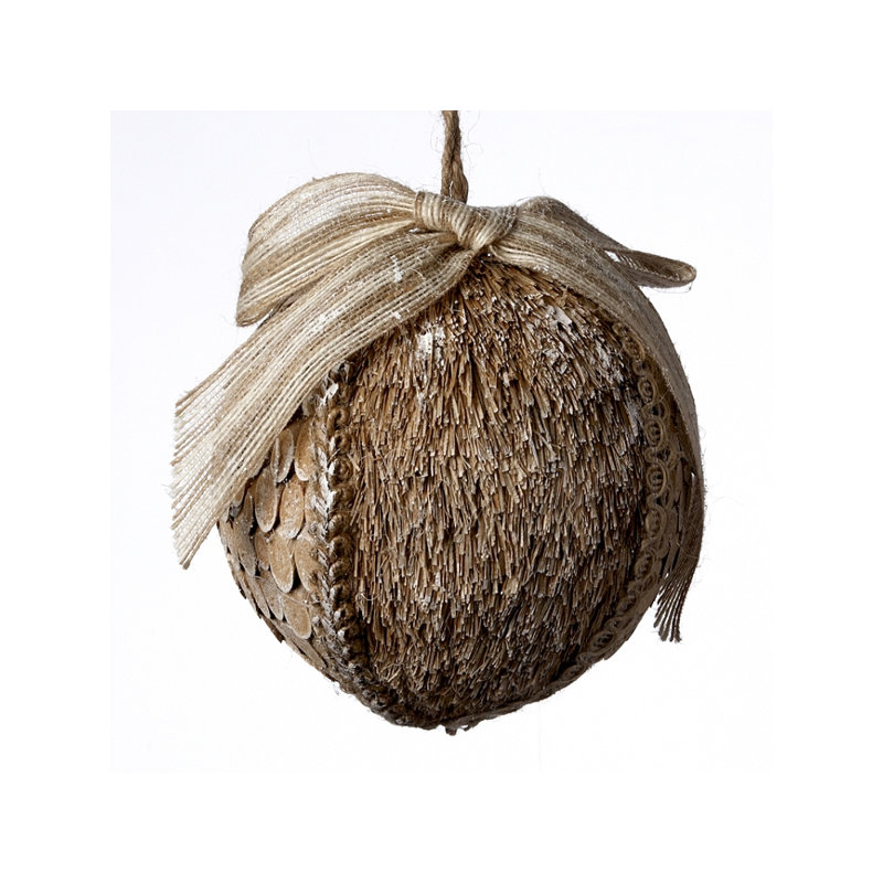 Ornement boule à billes ruban, H 5 po x l 5 po x P 5 po
