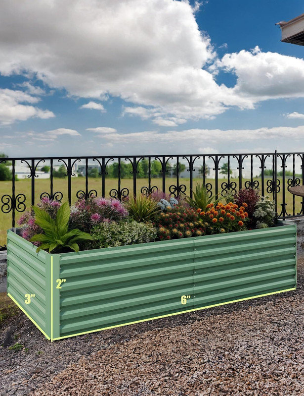Ensemble de 2 lits de jardin surélevés carrés de 6 à 8 pi, boîtes à fleurs en acier galvanisé, H 24 po x l 72 po x P 36 po