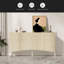 Élégant buffet avec portes inférieures incurvées avec rainure arquée dans un style élégant à quatre portes, convenant aux salons, aux entrées et aux bureaux