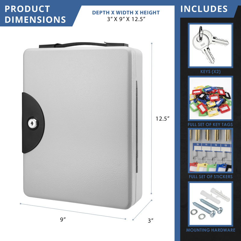 50 KEY LOCK BOX GREY W/CARRYING HANDLE