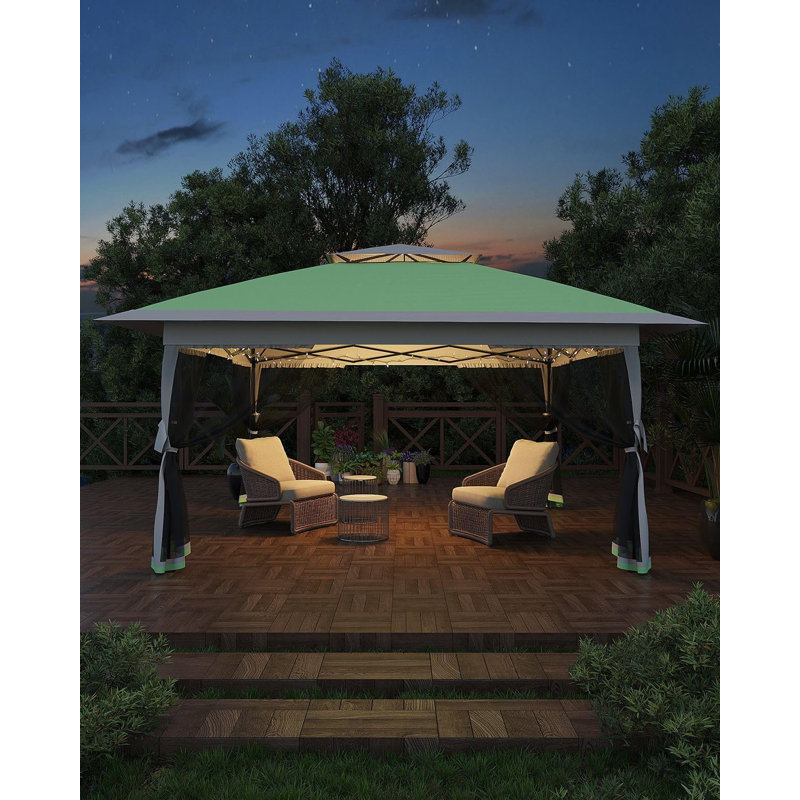 12x12 Pop Up Gazebo Tent, Outdoor Canopy Patio Shelter with Mosquito Netting, Double Roof Easy Up Screened Canopy, Party Pavilion for Outside Garden, Backyard, Lawn