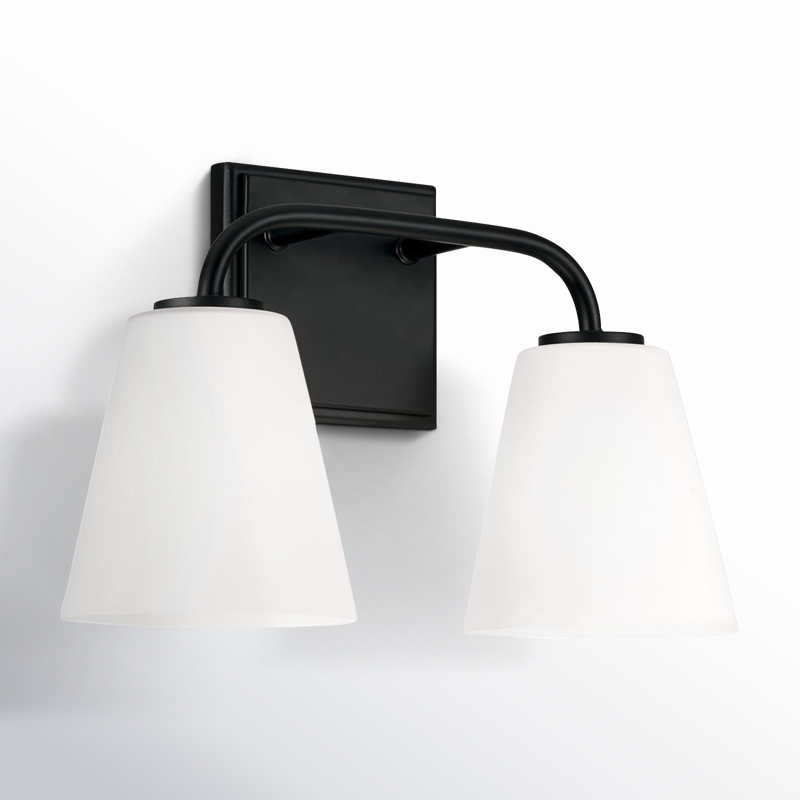 Crete 2 Light Frosted Dimmable Vanity Light, Matte Black