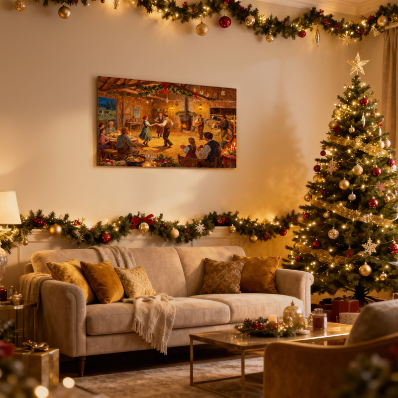 Ensemble de 3 reproductions d'art sur toile de Noël, H 12 po x l 18 po